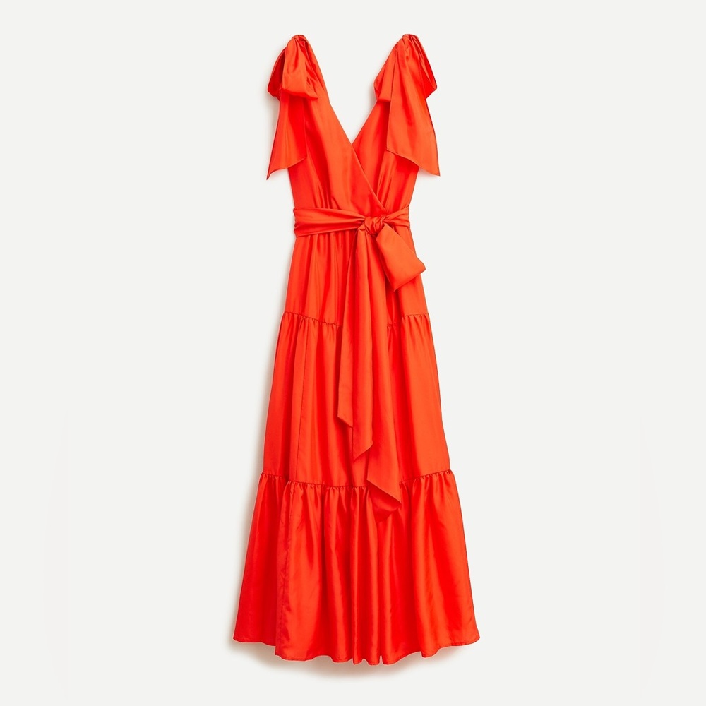 J. Crew Shoulder-tie silk maxi Sleeveless Dress